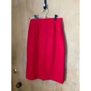 Vintage Red Lined Pencil Skirt Westbound Size 8 Mid Length Pinup Linen 90s Retro